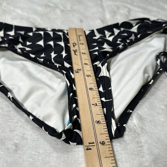 Calvin Klein Swimwear Geometric Black & White Side Tie Hipster Bikini Bottom XS - Picture 11 of 16